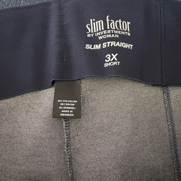 Slim Factor by Investments Slim Straight Fit Pants 4 Way Stretch size 3X Short - Picture 5 of 6
